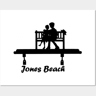 Jones Beach Art Deco Sign - Kids on a Bench Posters and Art